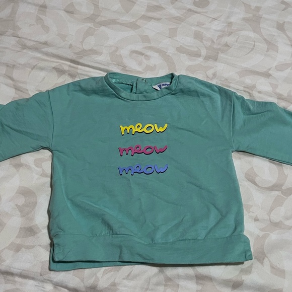 🌻3/25$ Mayoral baby girl Meow crew neck sweater 12 months - Picture 1 of 4